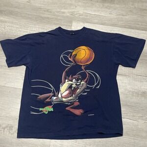Vtg Space Jam T shirt Single Stich XL Taz In Your Face Basketball